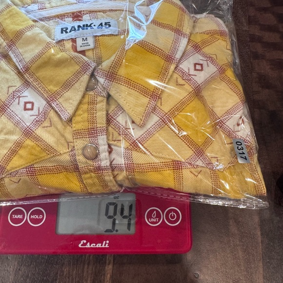 Rank 45 Women's Yellow and Red Plaid Button Down, Pearl Button Shirt, Size Med - Picture 10 of 10